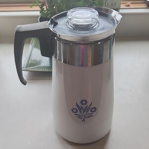 Corningware Blue Cornflower 9 Cup Stovetop Coffee Percolator Vintage Cottagecore
